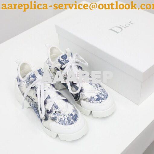 Replica Dior D-Connect Sneaker Deep Blue Toile de Jouy Technical Fabri