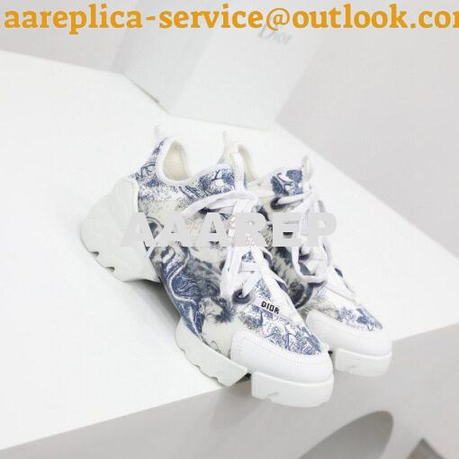 Replica Dior D-Connect Sneaker Deep Blue Toile de Jouy Technical Fabri 4