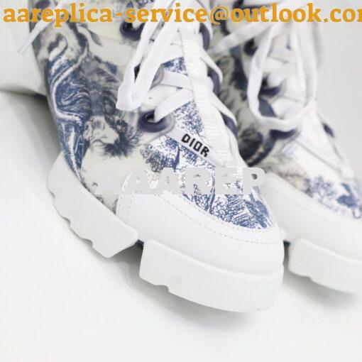 Replica Dior D-Connect Sneaker Deep Blue Toile de Jouy Technical Fabri 7