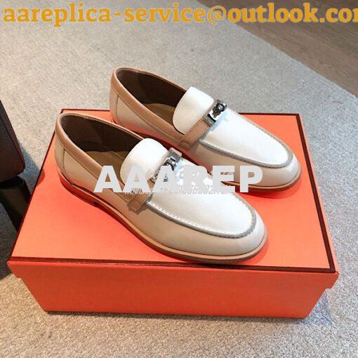 Replica Hermes Destin Loafer Smooth Calfskin H231065Z Multicolor Blanc 3