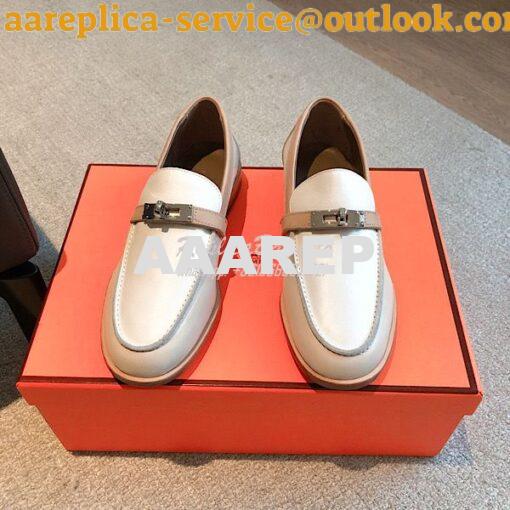 Replica Hermes Destin Loafer Smooth Calfskin H231065Z Multicolor Blanc 4