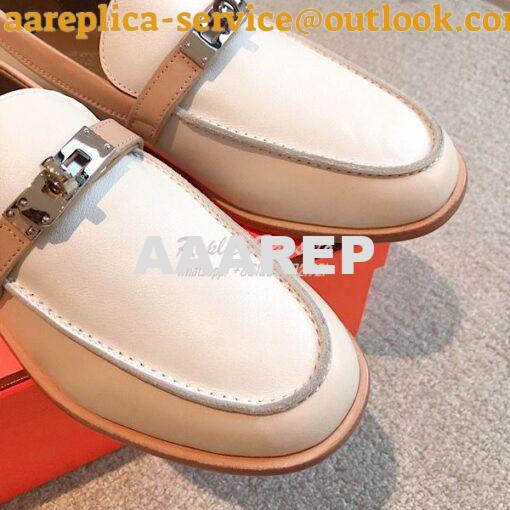 Replica Hermes Destin Loafer Smooth Calfskin H231065Z Multicolor Blanc 5