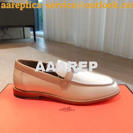 Replica Hermes Destin Loafer Smooth Calfskin H231065Z Multicolor Blanc 6