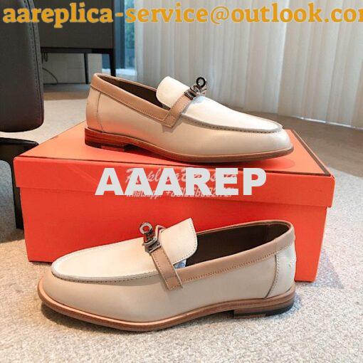 Replica Hermes Destin Loafer Smooth Calfskin H231065Z Multicolor Blanc 8