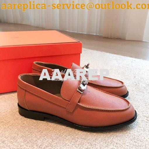 Replica Hermes Destin Loafer Epsom Leather H231065Z Rose 2