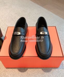 Replica Hermes Destin Loafer Epsom Leather H231065Z Black 2