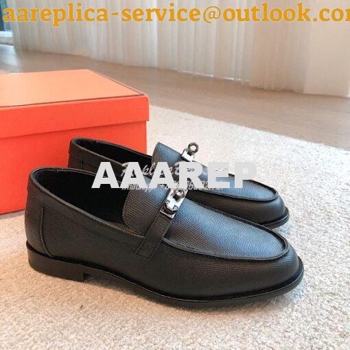 Replica Hermes Destin Loafer Epsom Leather H231065Z Black 3