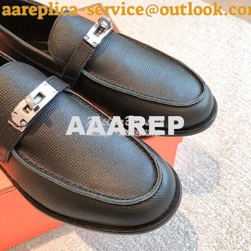 Replica Hermes Destin Loafer Epsom Leather H231065Z Black 4