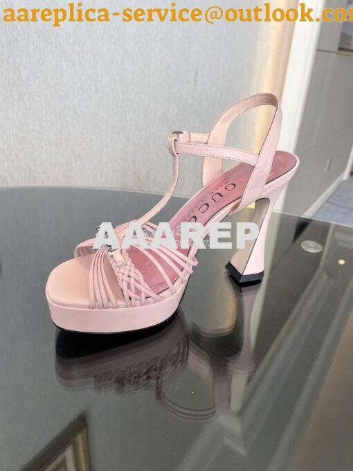 Replica Gucci GG-Chain Leather Sandals 746614 Pink 4