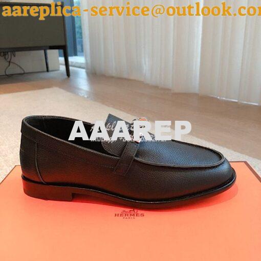 Replica Hermes Destin Loafer Epsom Leather H231065Z Black 6