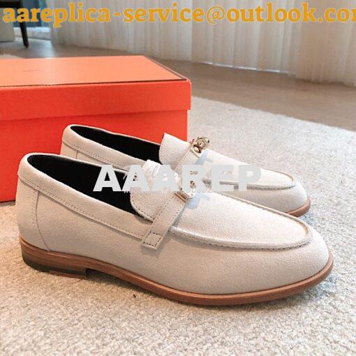 Replica Hermes Destin Loafer Suede Goatskin H231065Z Blanc