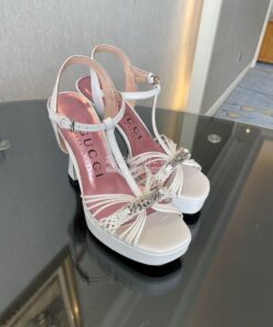 Replica Gucci GG-Chain Leather Sandals 746614 White 2