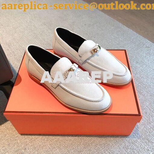 Replica Hermes Destin Loafer Suede Goatskin H231065Z Blanc 2