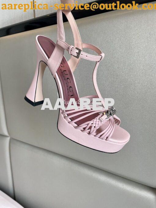 Replica Gucci GG-Chain Leather Sandals 746614 Pink 8