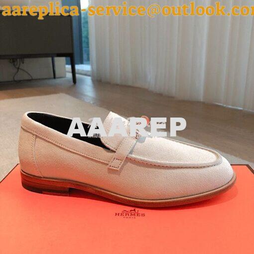 Replica Hermes Destin Loafer Suede Goatskin H231065Z Blanc 5