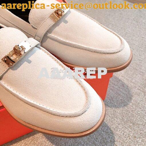 Replica Hermes Destin Loafer Suede Goatskin H231065Z Blanc 6