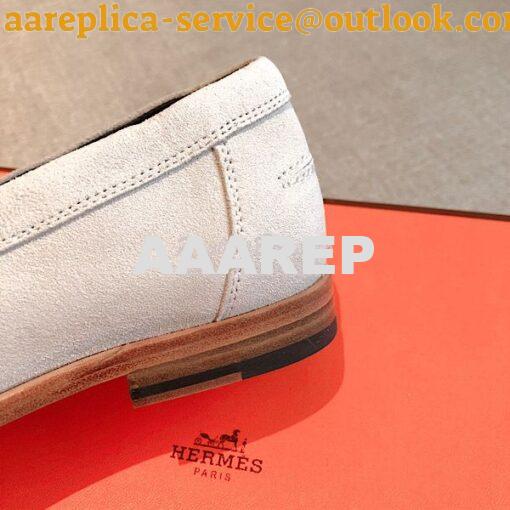 Replica Hermes Destin Loafer Suede Goatskin H231065Z Blanc 8