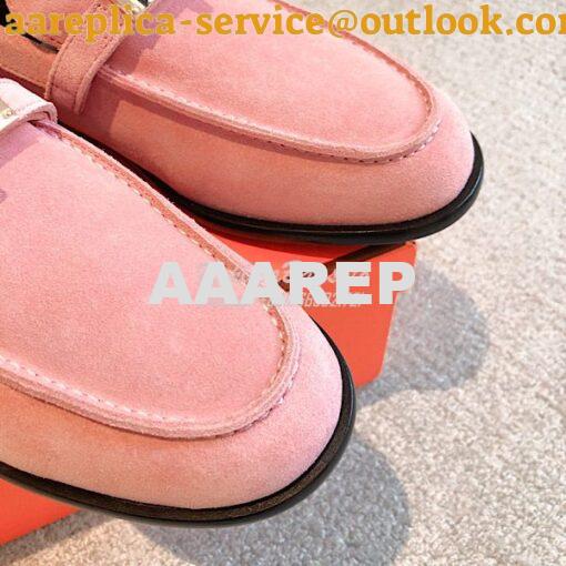 Replica Hermes Destin Loafer Suede Goatskin H231065Z Rose 6