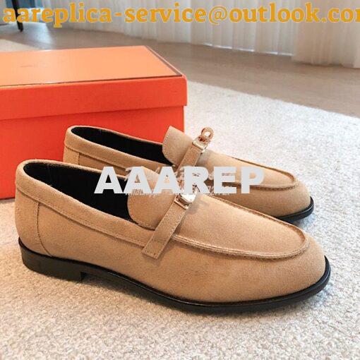 Replica Hermes Destin Loafer Suede Goatskin H231065Z Beige