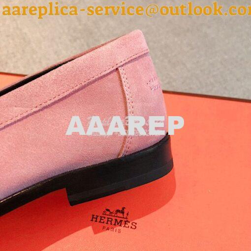 Replica Hermes Destin Loafer Suede Goatskin H231065Z Rose 7