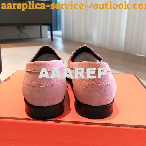 Replica Hermes Destin Loafer Suede Goatskin H231065Z Rose 8