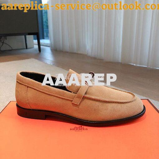 Replica Hermes Destin Loafer Suede Goatskin H231065Z Beige 4