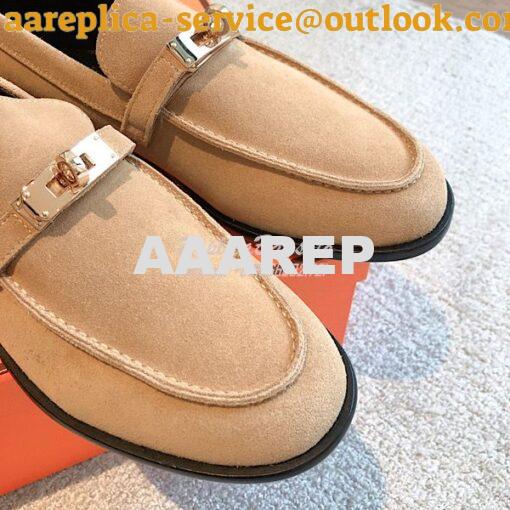 Replica Hermes Destin Loafer Suede Goatskin H231065Z Beige 5