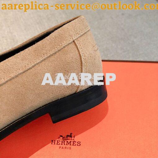 Replica Hermes Destin Loafer Suede Goatskin H231065Z Beige 8