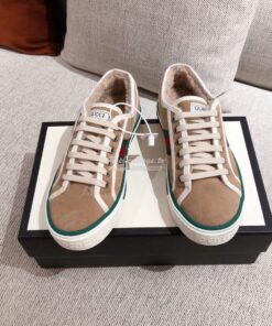 Replica  Gucci Tennis 1977 Sneaker with Shearling 606110 Beige 2