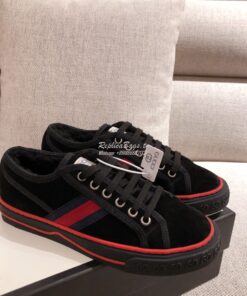 Replica  Gucci Tennis 1977 Sneaker with Shearling 606110 Black 2