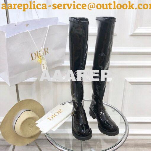 Replica Dior D-Doll Thigh Boot Black Crinkled and Stretch Patent Calfs