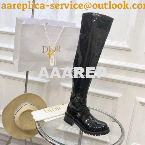 Replica Dior D-Doll Thigh Boot Black Crinkled and Stretch Patent Calfs 2