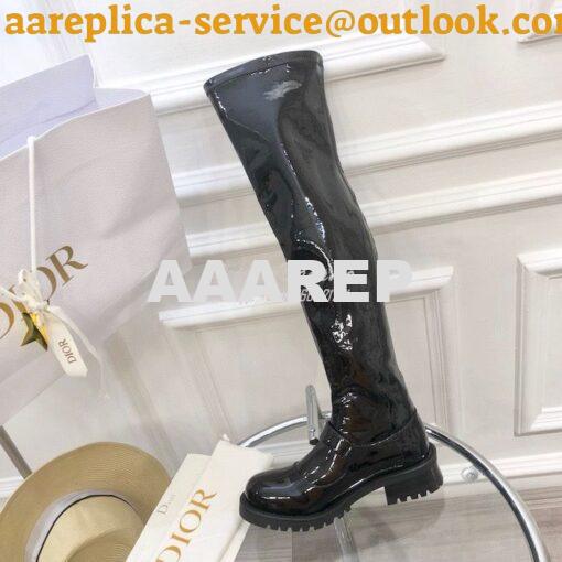 Replica Dior D-Doll Thigh Boot Black Crinkled and Stretch Patent Calfs 4