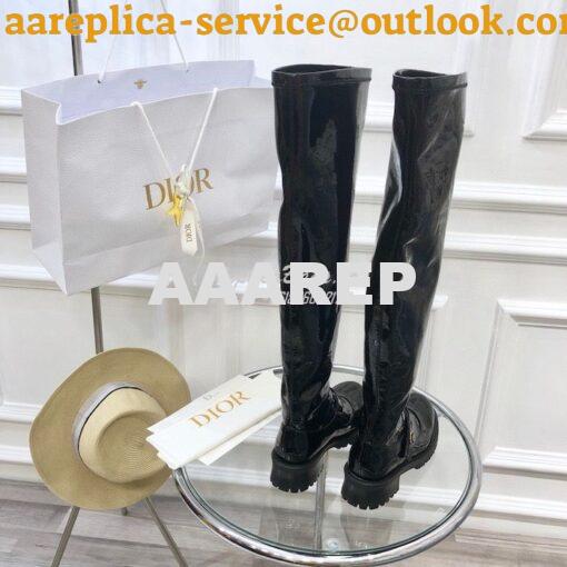 Replica Dior D-Doll Thigh Boot Black Crinkled and Stretch Patent Calfs 7