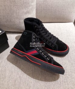 Replica  Gucci Tennis 1977 High-Top Sneaker with Shearling 649335 Blac 2