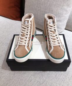 Replica  Gucci Tennis 1977 High-Top Sneaker with Shearling 649335 Beig