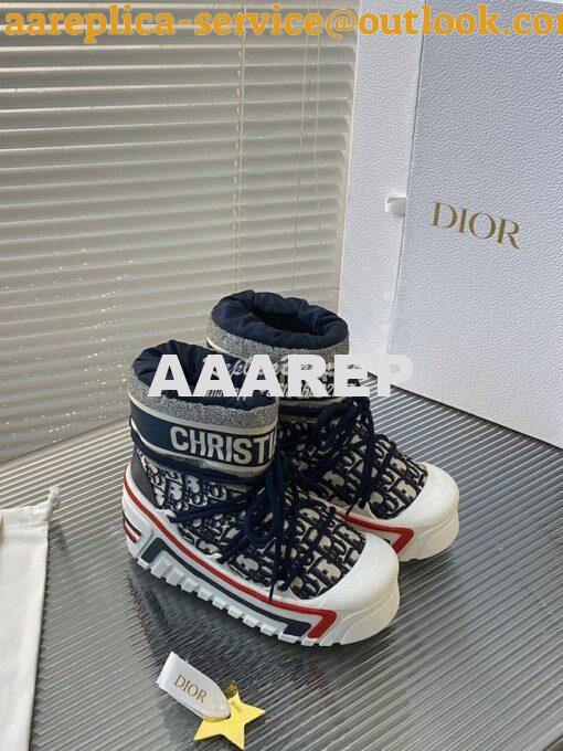 Replica DiorAlps Snow Ankle Boot Deep Blue Dior Oblique Shiny Nylon KC 6