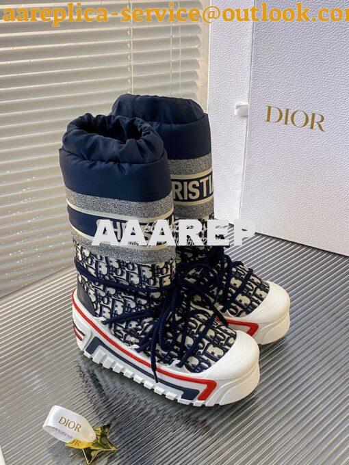 Replica DiorAlps Snow Boot Deep Blue Dior Oblique Shiny Nylon KCI684O 2