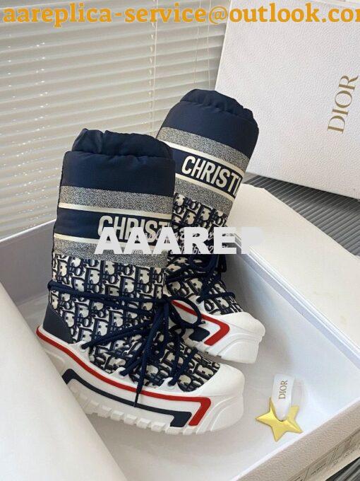 Replica DiorAlps Snow Boot Deep Blue Dior Oblique Shiny Nylon KCI684O 3