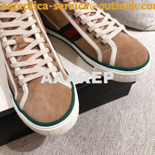 Replica  Gucci Tennis 1977 High-Top Sneaker with Shearling 649335 Beig 4