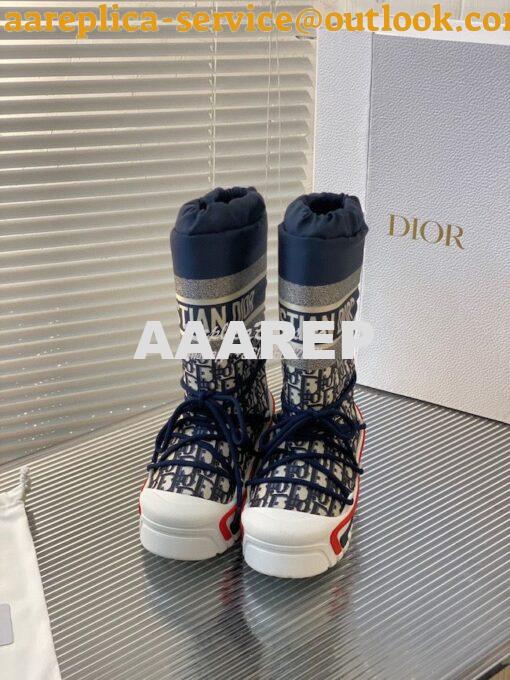 Replica DiorAlps Snow Boot Deep Blue Dior Oblique Shiny Nylon KCI684O 4