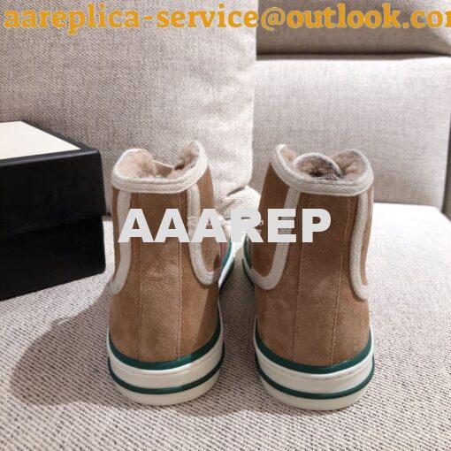 Replica  Gucci Tennis 1977 High-Top Sneaker with Shearling 649335 Beig 6