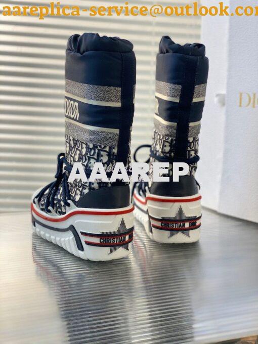 Replica DiorAlps Snow Boot Deep Blue Dior Oblique Shiny Nylon KCI684O 6