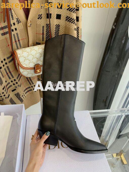 Replica Dior L.A. Star Black Leather High Boots 35M16I 5