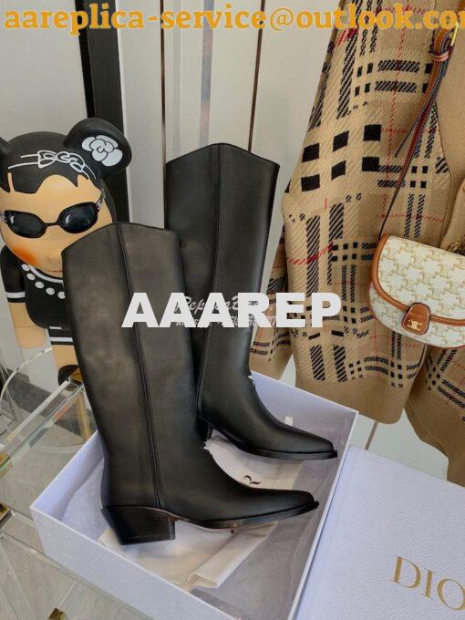 Replica Dior L.A. Star Black Leather High Boots 35M16I 6