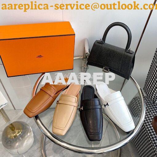 Replica Hermes Groupie Mule H231054Z in Smooth Calfskin