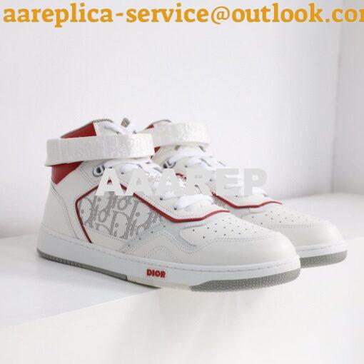 Replica Dior B27 Mid-Top Sneaker Red and White Smooth Calfskin with Wh