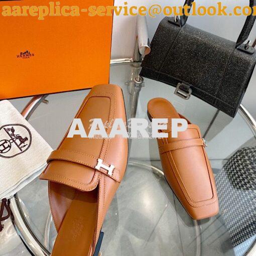 Replica Hermes Groupie Mule H231054Z in Smooth Calfskin 8