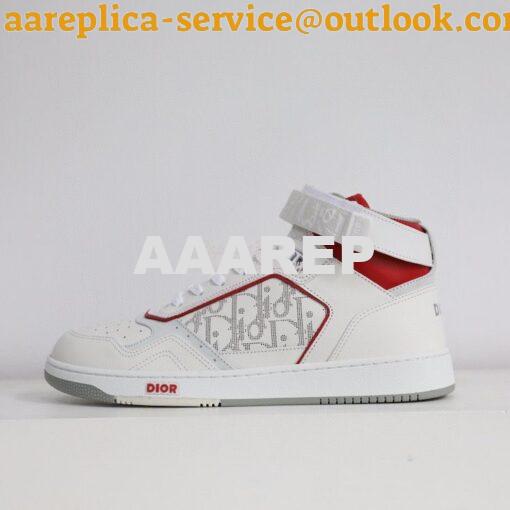 Replica Dior B27 Mid-Top Sneaker Red and White Smooth Calfskin with Wh 2