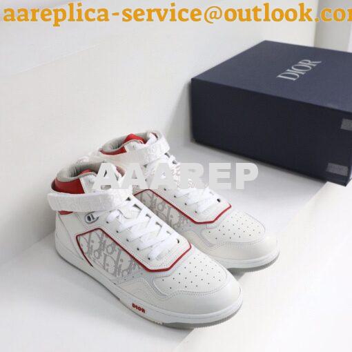 Replica Dior B27 Mid-Top Sneaker Red and White Smooth Calfskin with Wh 3